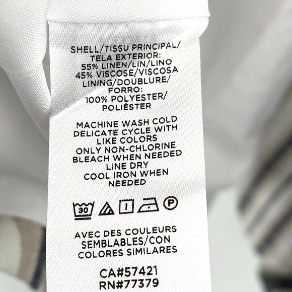 Ann Taylor Striped Linen Long Blazer Jacket 12 - Picture 7 of 7